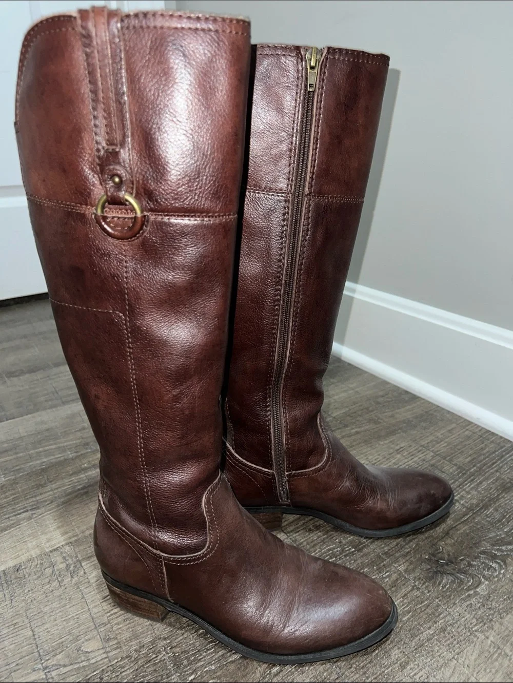 Crown Vintage Brown Leather Over-the-Knee Zip Riding Boots